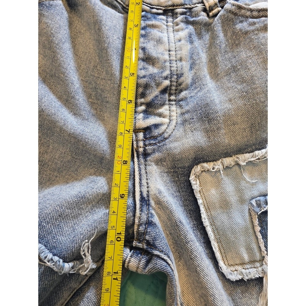 BoohooMAN Mens‎ Patchwork Denim Jeans Blue Frayed Raw Edge Streetwear 32S - Picture 8 of 11